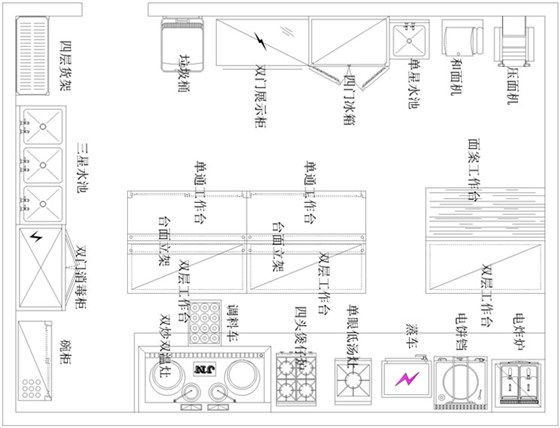 食堂廚房設備設計方案圖 食堂廚房設備設計方案圖
