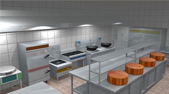 廚房3D效果圖2 職工食堂廚房設備布置圖