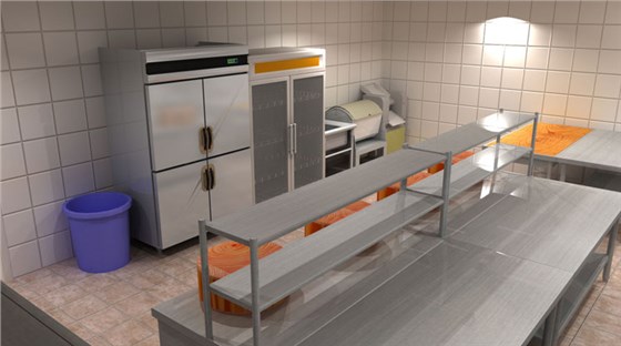廚房操作間3D效果圖 單位廚房設計效果圖